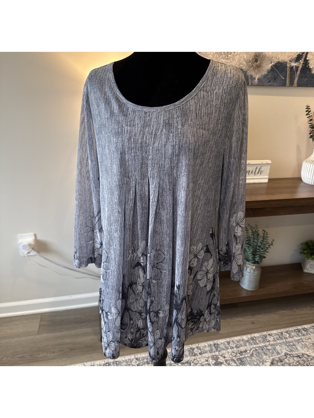 Timeson 3/4 Length Sleeve Blouse Size XL Denim Blue